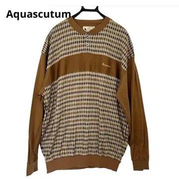 아쿠아 스큐텀 파자마 홈웨어 브라운 계열 상하의 체크 라이트 브라운