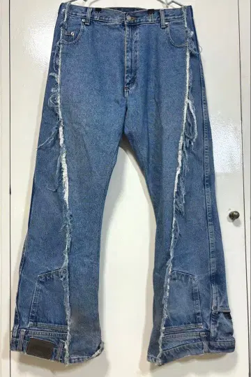 리메이크 데님 플레어 팬츠 라이트 블루 데님 팬츠