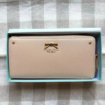 사만사 쁘띠 초이스 베이지 골드 리본 소가죽 장지갑 미사용 새상품
