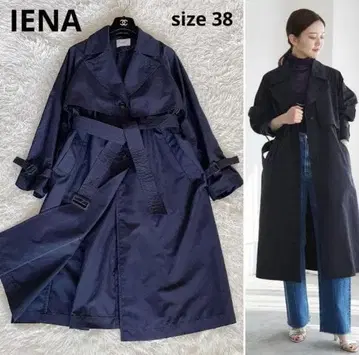 [ 이에나 ] Pe/포플린 싱글 트렌치코트 네이비 38 2023년 모델