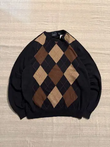 00s Arrows 아가일 니트 스웨터 네이비/브라운