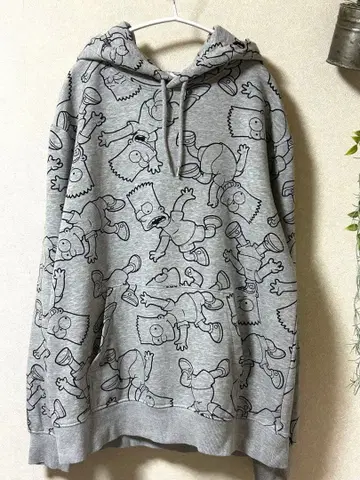 H&M [ THE Simpsons ] 후드티 M 사이즈 그레이 올 패턴