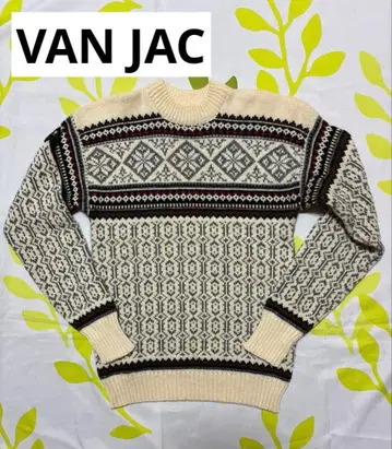 VAN JAC 빈티지 기하학 패턴 의류 아일 패턴 스웨터