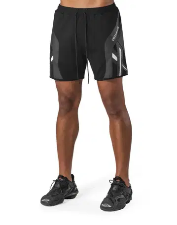 멀티 패턴 사이드 메쉬 쇼츠 - 블랙