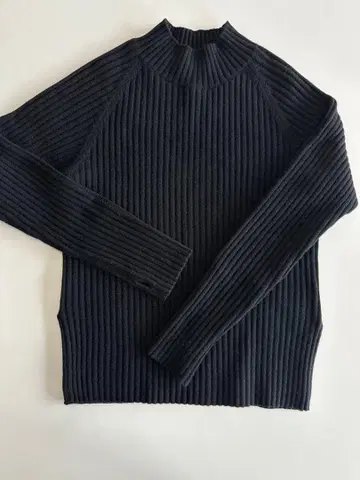 리에스 블랙 리브 긴팔 니트 보틀넥