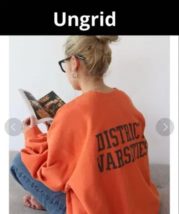 Ungrid 빅 실루엣 로고 맨투맨 오렌지 F 사이즈