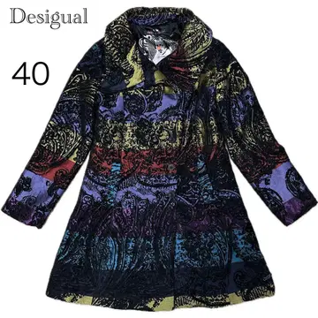 데시구알 레인보우 올 패턴 코트 가을/겨울 블랙 x 컬러풀 사이즈 40