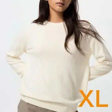 유니클로 캐시미어 크루넥 스웨터 화이트 XL