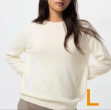 유니클로 캐시미어 크루넥 스웨터 화이트 L