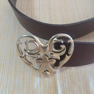 하트 모양 버클 브라운 가죽 벨트