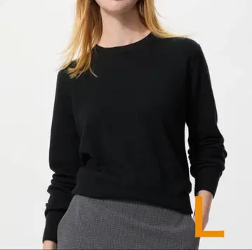 유니클로 캐시미어 크루넥 스웨터 블랙 L