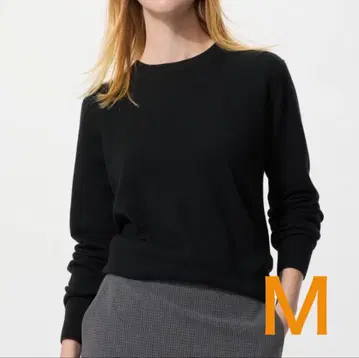 유니클로 캐시미어 크루넥 스웨터 블랙 M