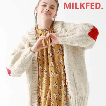 MILK FED. 후드 부착 가디건 하트