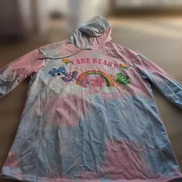 케어베어 후드 부착 후드티 핑크 스카이블루