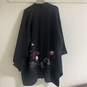 기모노 꽃무늬 자수 블랙 겉옷