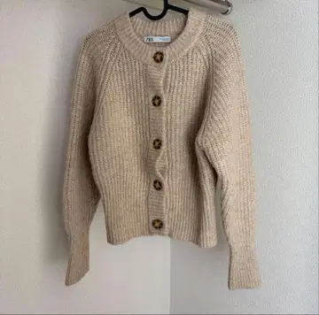 ZARA 자라 리브 니트 자켓 가디건 베이지 M 사이즈