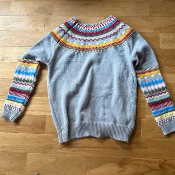 노르딕 무늬 그레이 스웨터 긴팔