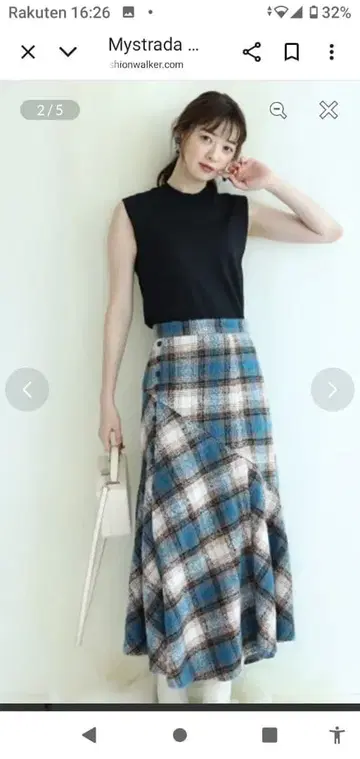 마이 스트라다 절개 체크 스커트