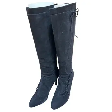 긴자 카네마츠 블랙 스웨이드 롱 부츠 23.5cm