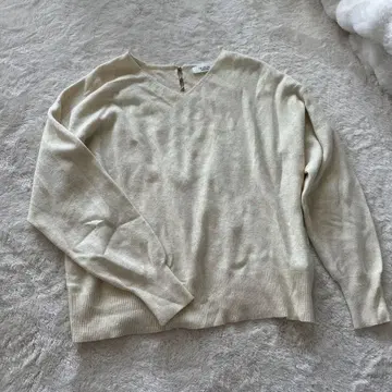 긴팔 니트 테치치 라메 믹스 프리 사이즈 화이트 새상품급