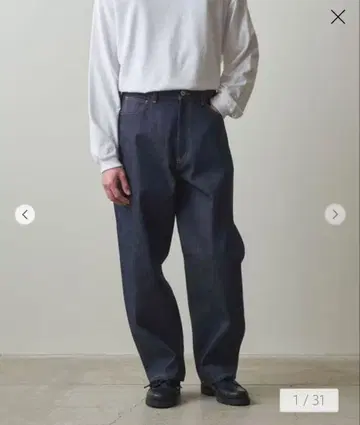 스티븐 앨런 셀비지 데님 5포켓 배기 팬츠