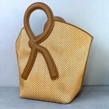 로베르타 디 카메리노 핸드백 뜨개질 가죽 로고 브라운