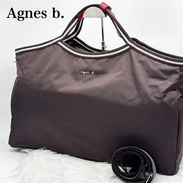 에네스베 보스턴 백 나일론 가죽 대용량 숄더 포함 브라운