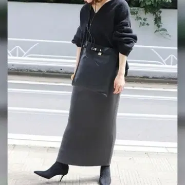 Plage Stretch Rib 스트레치 리브 스커트 다크 그레이