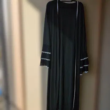 블랙 프릴 롱 가디건