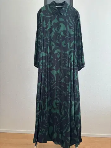 ZARA 다크 그린 블랙 롱 원피스 L