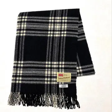 트래디셔널 웨더웨어 스톨 울 네이비 체크 네이비