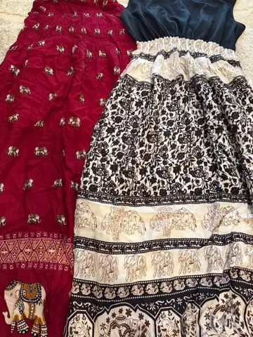 태국 구매 상품 코끼리 패턴 롱 스커트 2세트