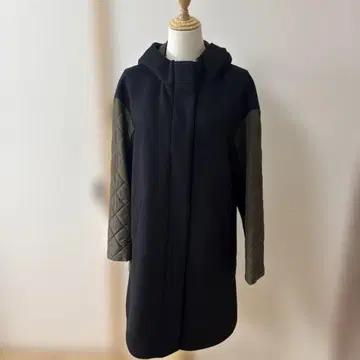 후드 부착 롱 퀼팅 자켓