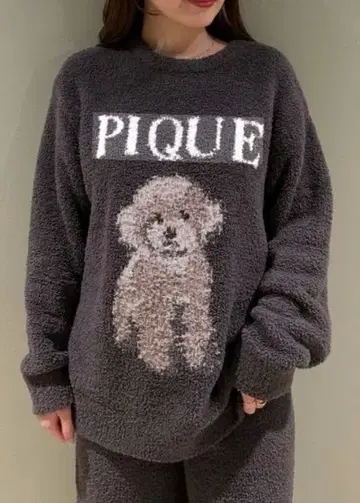 젤라또피케 토이 푸들 자카드 풀오버 그레이