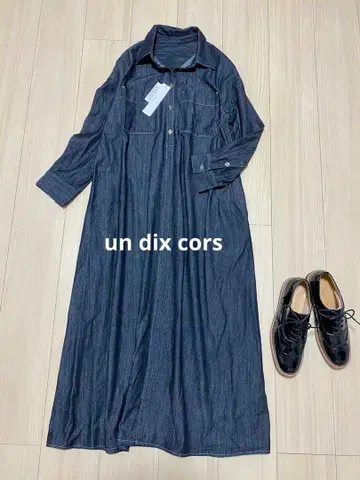 택 포함 새상품 un dix cors 앤디콜 데님 셔츠 원피스