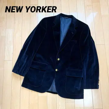 뉴요커 벨로아 테일러드 자켓 네이비 골드 버튼 색 자켓