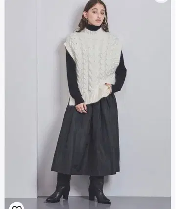 유나이티드 애로우즈 체크 타프타 스커트 블랙