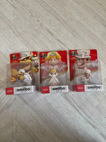 [ 새상품 미개봉 ] amiibo 웨딩 마리오 피치 쿠파 세트