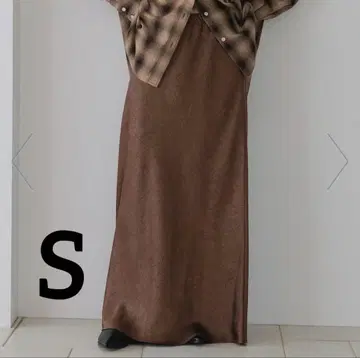 로리즈팜 스트레치 새틴 스커트 롱 브라운 미사용 새상품 s