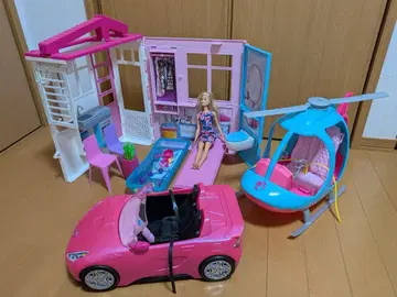 Barbie 바비 귀여운 핑크 수영장 하우스 오픈카 헬리콥터