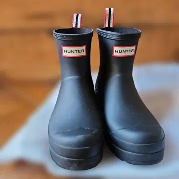헌터 블랙 숏부츠 장화 38