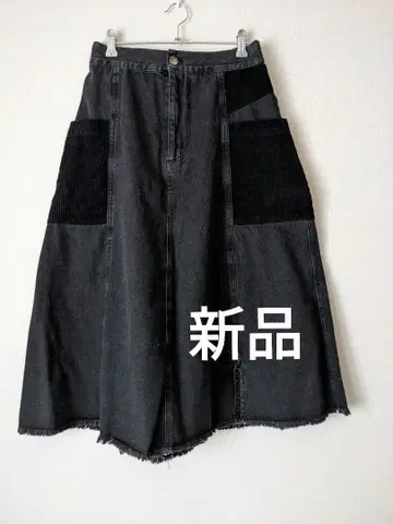 [ 미사용 ] 데님 코듀로이 스커트 블랙