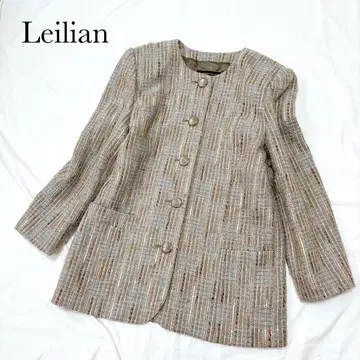 Leilian 레리안 트위드 노카라 자켓 코트 그레이지 9