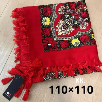 폴란드 대형 스카프 꽃무늬 유럽 비스코스 스카프 대형 미사용