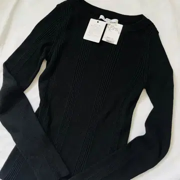 새상품 언타이틀 UNTITLED 실크 캐시미어 리브 니트 블랙