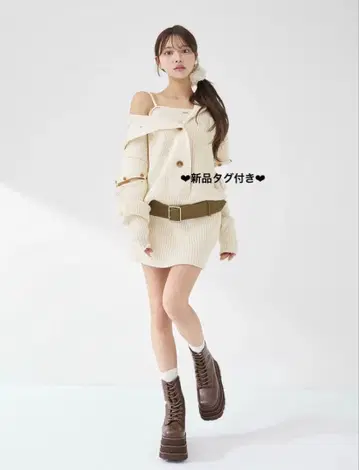 새상품 다리치 로우웨스트 디자인 니트 원피스 lVO FL