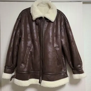 렙심 LEPSIM 플라이트 자켓 보아 카라 부착 브라운