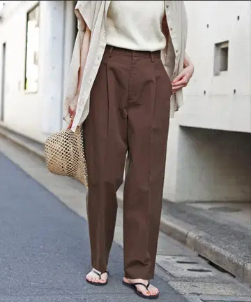 SLOBE IENA CORG/EA 컬러 턱 트라우저 이에나