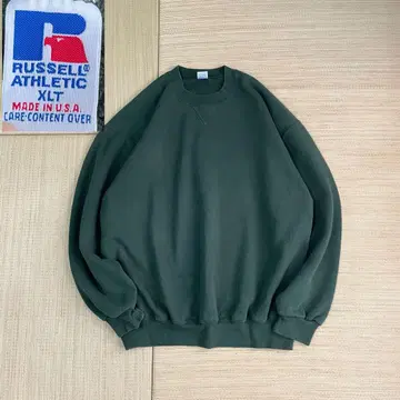 90s USA제 러셀 애슬레틱 무지 맨투맨 모스그린 XL