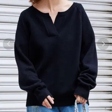 프레임워크 미들 게이지 천축 헨리 풀오버 블랙 루즈핏